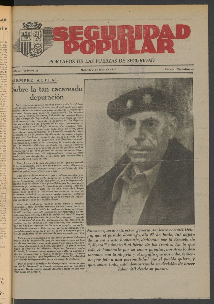 Miniatura de Seguridad popular : portavoz de las Fuerzas de Seguridad del 2 de julio de 1937