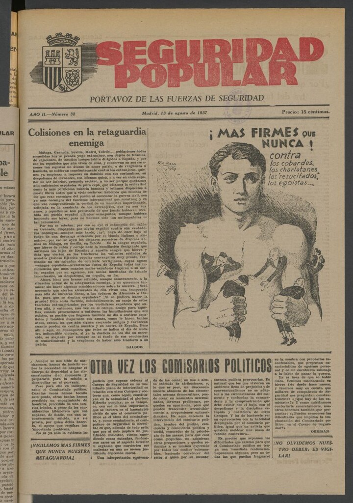 Miniatura de Seguridad popular : portavoz de las Fuerzas de Seguridad del 13 de agosto de 1937