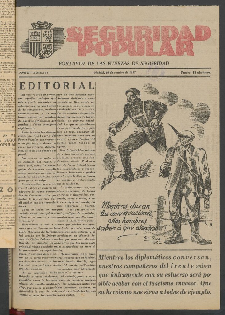 Miniatura de Seguridad popular : portavoz de las Fuerzas de Seguridad del 16 de octubre de 1937