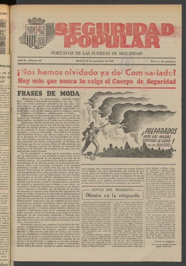 Miniatura de Seguridad popular : portavoz de las Fuerzas de Seguridad del 21 de noviembre de 1937