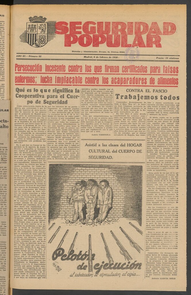 Miniatura de Seguridad popular : portavoz de las Fuerzas de Seguridad del 6 de febrero de 1938