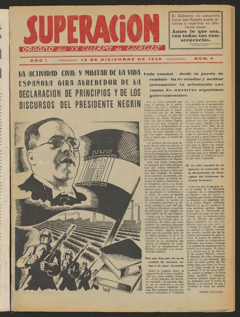 Miniatura de Superación : órgano del XX cuerpo de ejército del 12 de diciembre de 1938