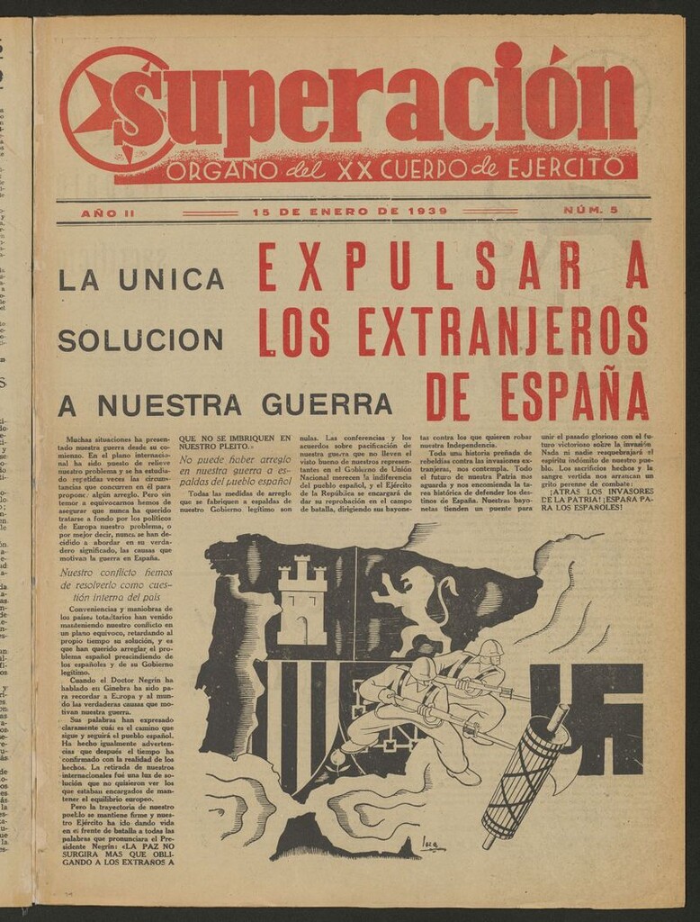 Miniatura de Superación : órgano del XX cuerpo de ejército del 15 de enero de 1939