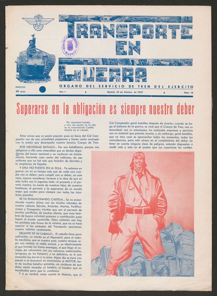Miniatura de Transporte en guerra: órgano del servicio de tren del ejército del 10 de octubre de 1937