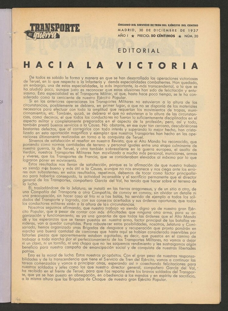 Miniatura de Transporte en guerra: órgano del servicio de tren del ejército del 30 de diciembre de 1937