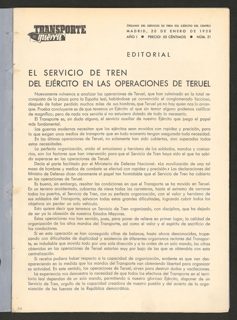 Miniatura de Transporte en guerra: órgano del servicio de tren del ejército del 20 de enero de 1938