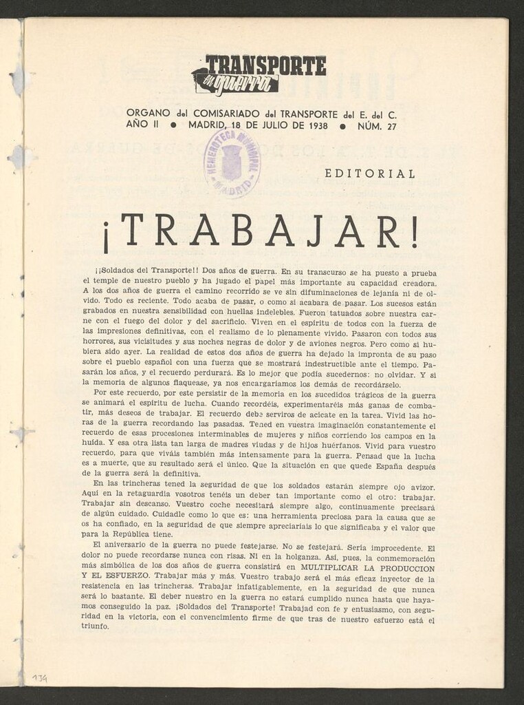 Miniatura de Transporte en guerra: órgano del servicio de tren del ejército del 18 de julio de 1938