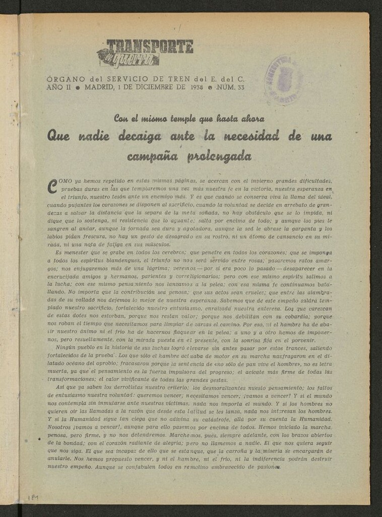 Miniatura de Transporte en guerra: órgano del servicio de tren del ejército del 1 de diciembre de 1938