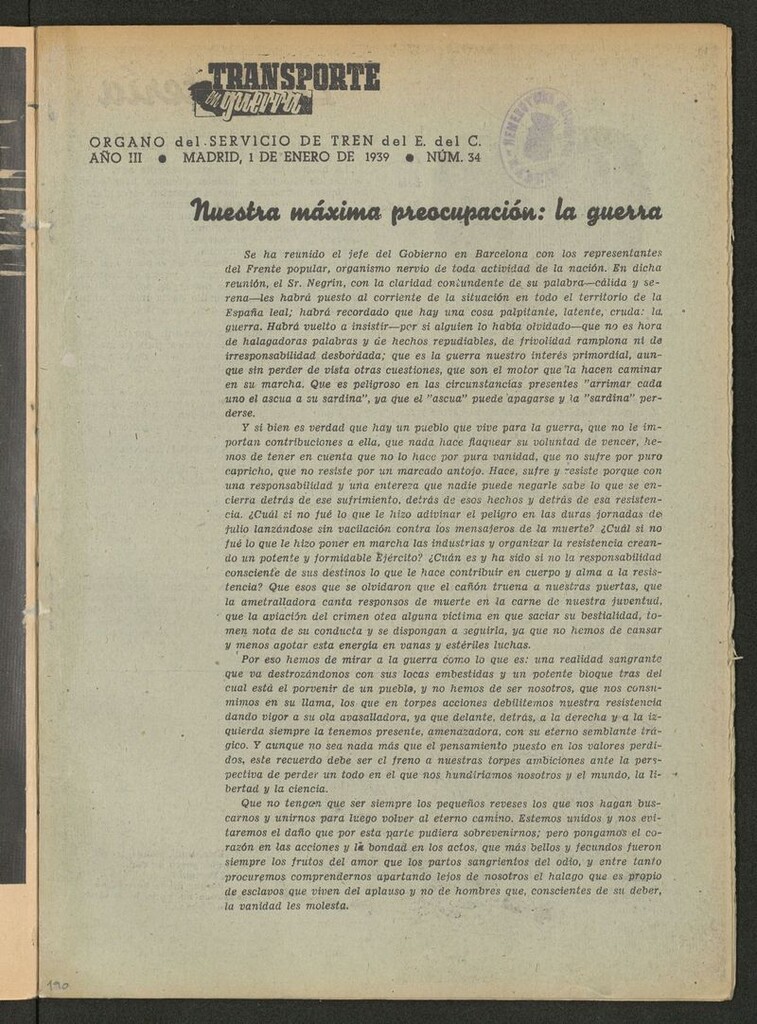 Miniatura de Transporte en guerra: órgano del servicio de tren del ejército del 1 de enero de1939