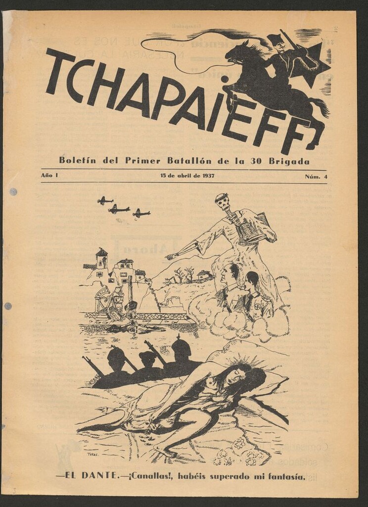 Miniatura de Tchapaieff : boletín del Primer Batallón de la 30 Brigada del 15 de abril de 1937