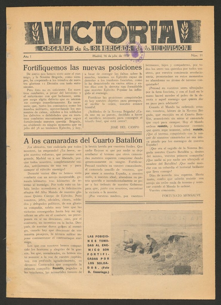Miniatura de Victoria : órgano de la 9ª Brigada de la 11ª División del 16 de julio de 1937