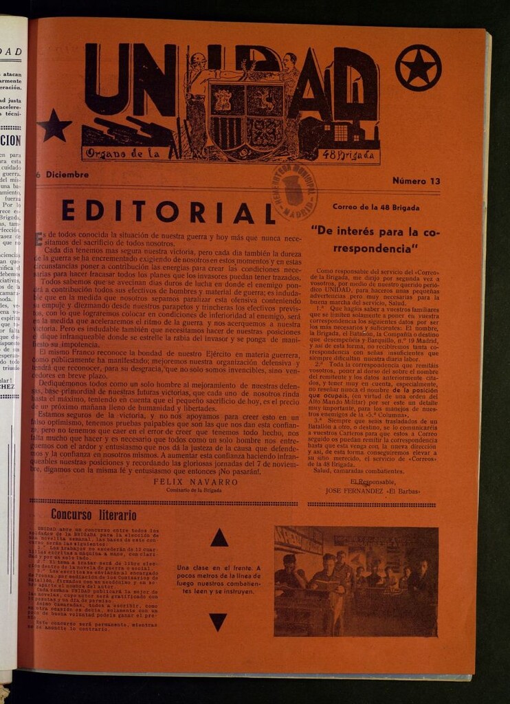 Miniatura de Unidad : órgano de la 48 Brigada del 6 de diciembre de 1937