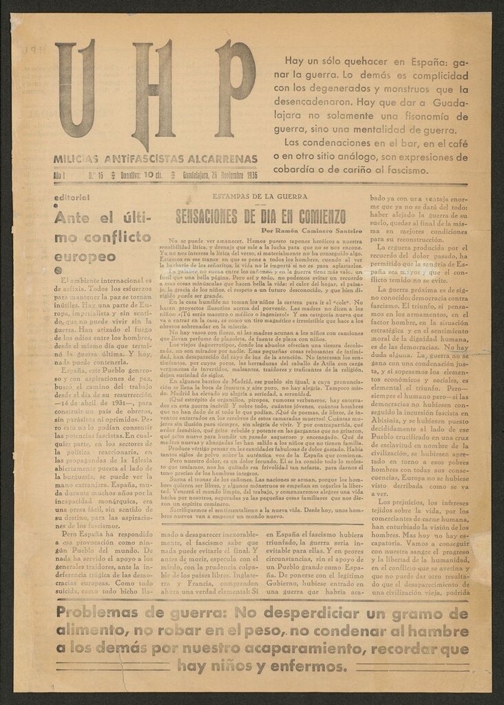 Miniatura de UHP : milicias antifascistas alcarreñas del 26 de noviembre de 1936