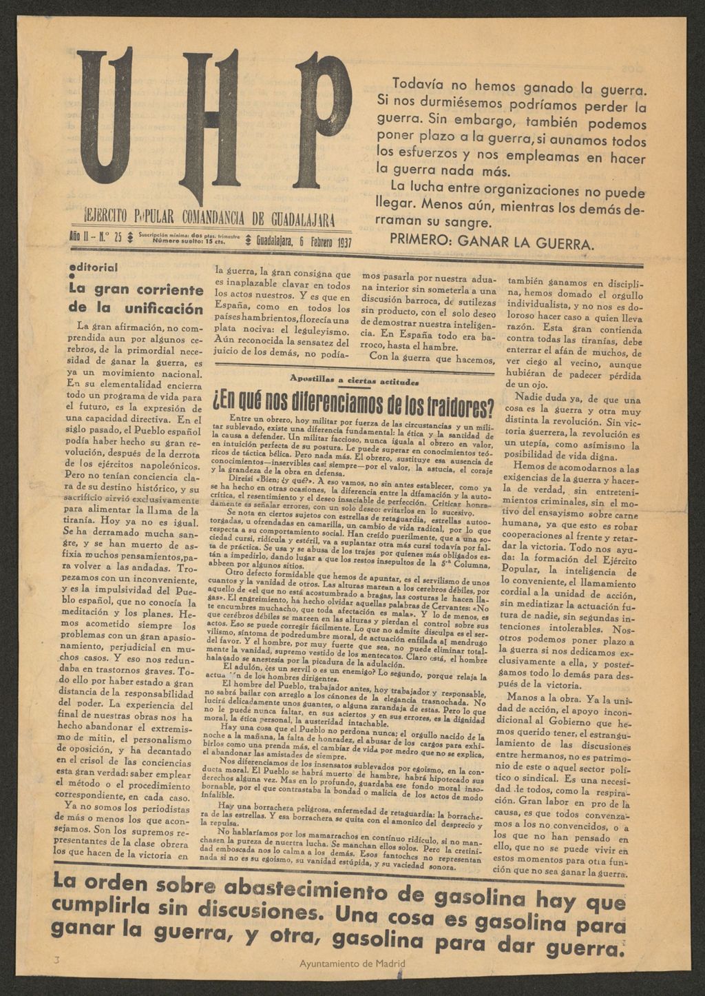 Miniatura de UHP : milicias antifascistas alcarreñas del 6 de febrero de 1937