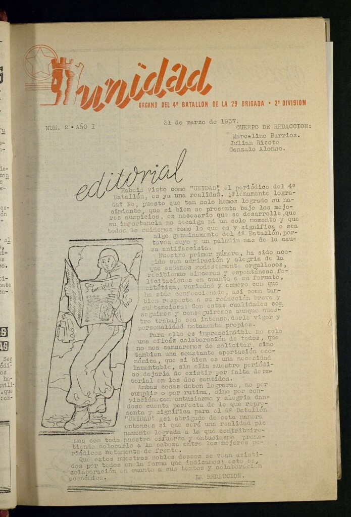 Miniatura de Unidad : órgano del 4º Batallón de la 29 Brigada, 2ª División del 31de marzo de 1937