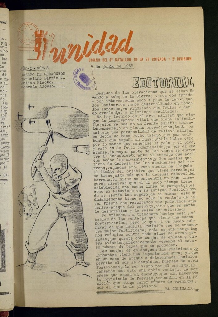 Miniatura de Unidad : órgano del 4º Batallón de la 29 Brigada, 2ª División del 7 de junio de 1937