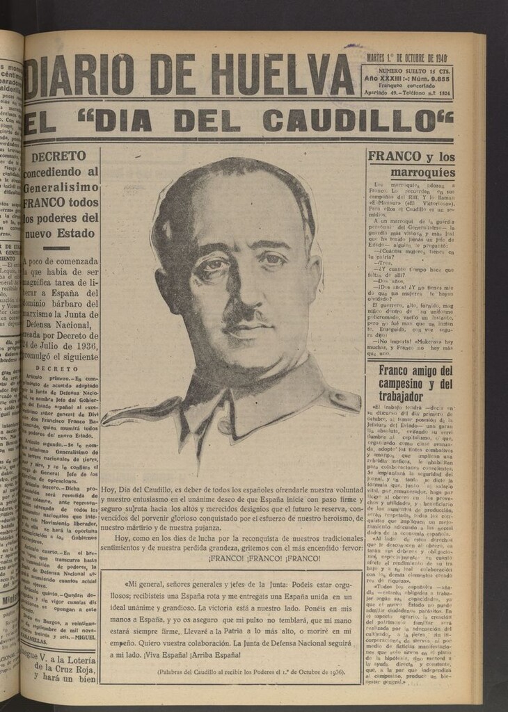 Miniatura de Diario de Huelva : periódico independiente del 1 de octubre de 1940