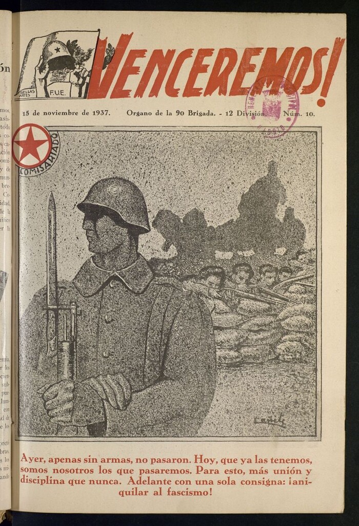 Miniatura de ¡Venceremos! : órgano de la 90 Brigada, 12 División del 15 de noviembre de 1937