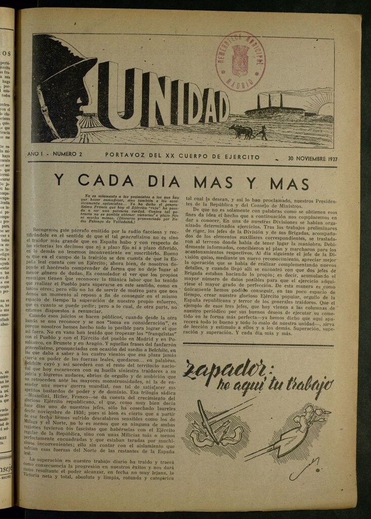 Miniatura de Unidad : portavoz del XX Cuerpo de Ejército del 30 de noviembre de 1937