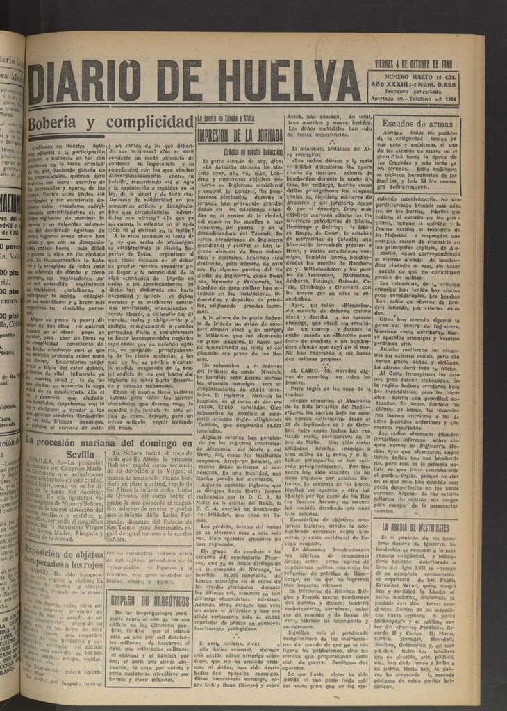 Miniatura de Diario de Huelva : periódico independiente del 4 de octubre de 1940