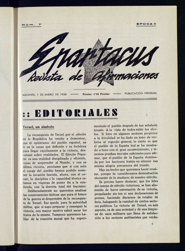 Miniatura de Spartacus : revista de afirmaciones del 1 de enero de 1938