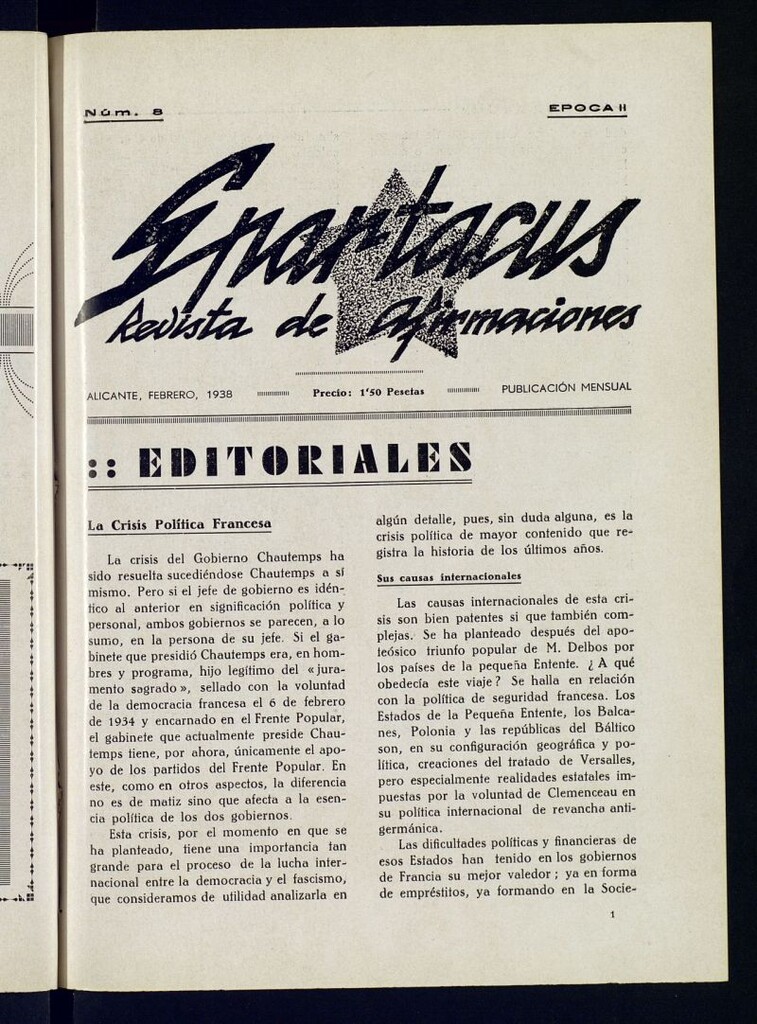 Miniatura de Spartacus : revista de afirmaciones de febrero de 1938