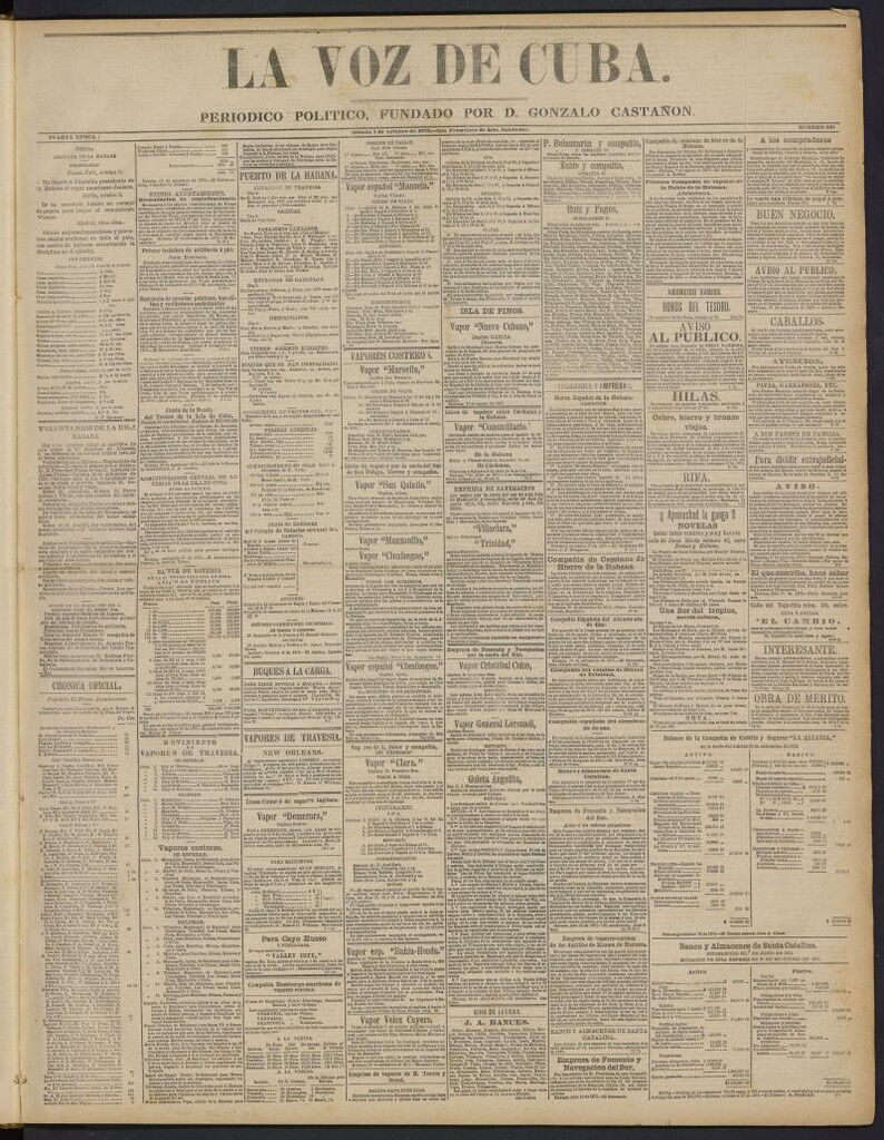 Miniatura de La Voz de Cuba: diario conservador del 4 de octubre de 1873, nº 235
