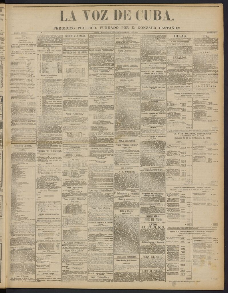 Miniatura de La Voz de Cuba: diario conservador del 7 de octubre de 1873, nº 236