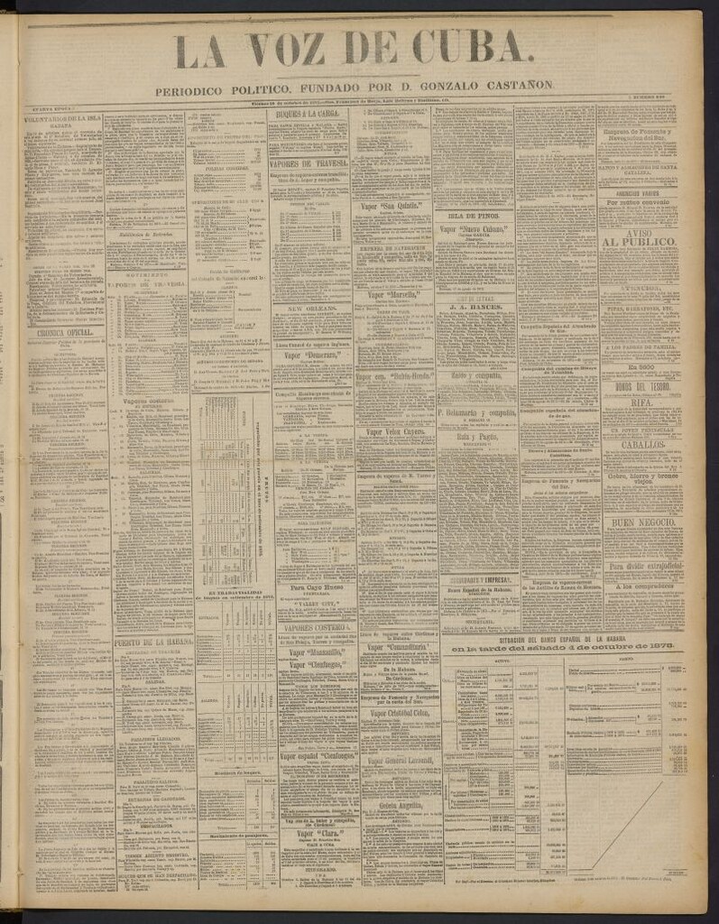 Miniatura de La Voz de Cuba: diario conservador del 10 de octubre de 1873, nº 239