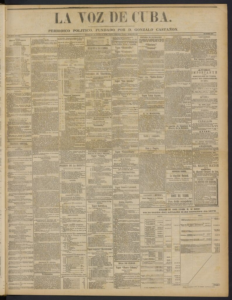 Miniatura de La Voz de Cuba: diario conservador del 17 de octubre de 1873, nº 245