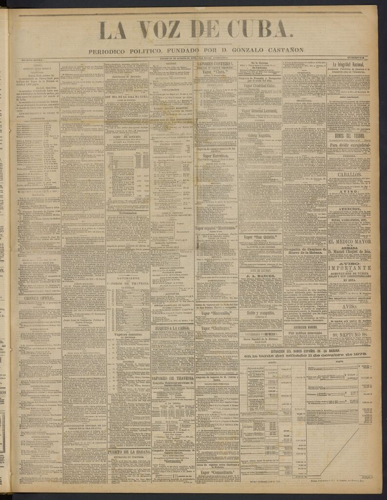 Miniatura de La Voz de Cuba: diario conservador del 18 de octubre de 1873, nº 246
