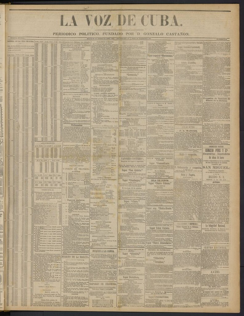 Miniatura de La Voz de Cuba: diario conservador del 23 de octubre de 1873, nº 250