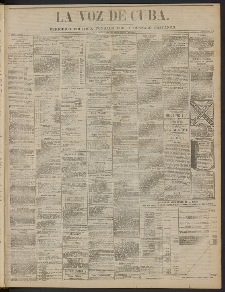 Miniatura de La Voz de Cuba: diario conservador del 24 de octubre de 1873, nº 251