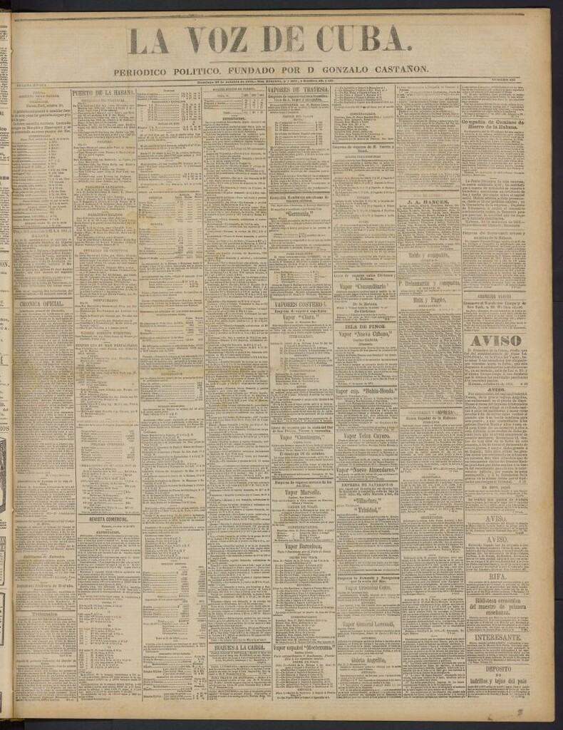Miniatura de La Voz de Cuba: diario conservador del 26 de octubre de 1873, nº 255