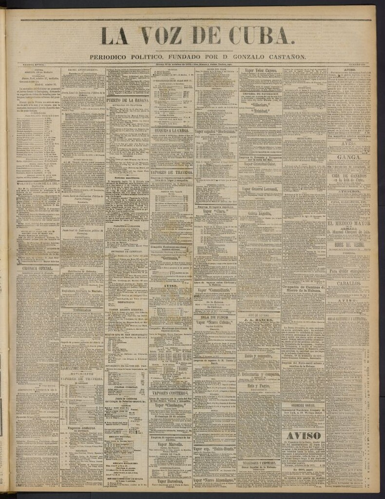 Miniatura de La Voz de Cuba: diario conservador del 28 de octubre de 1873, nº 256