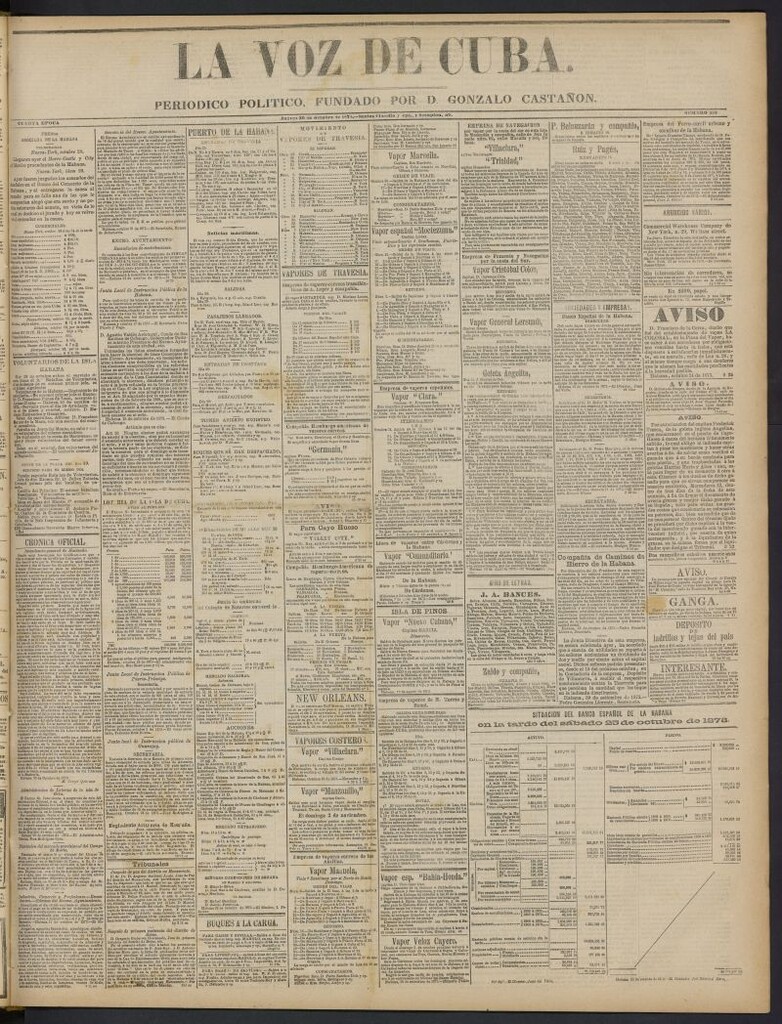 Miniatura de La Voz de Cuba: diario conservador del 30 de octubre de 1873, nº 258