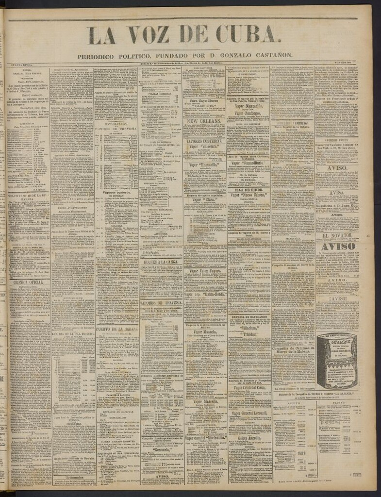 Miniatura de La Voz de Cuba: diario conservador del 1 de noviembre de 1873, nº 260