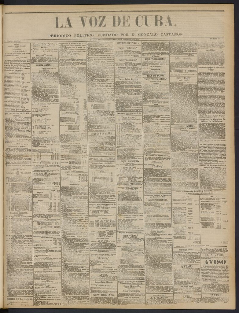 Miniatura de La Voz de Cuba: diario conservador del 2 de noviembre de 1873, nº 261