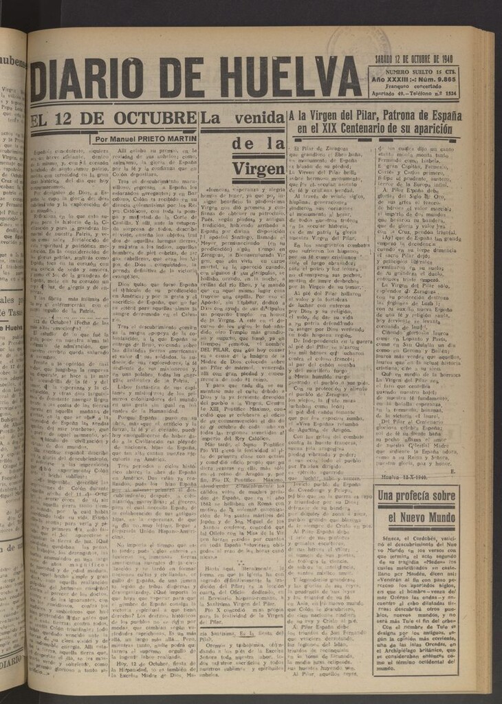 Miniatura de Diario de Huelva : periódico independiente del 12 de octubre de 1940