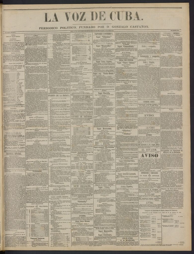 Miniatura de La Voz de Cuba: diario conservador del 4 de noviembre de 1873, nº 262