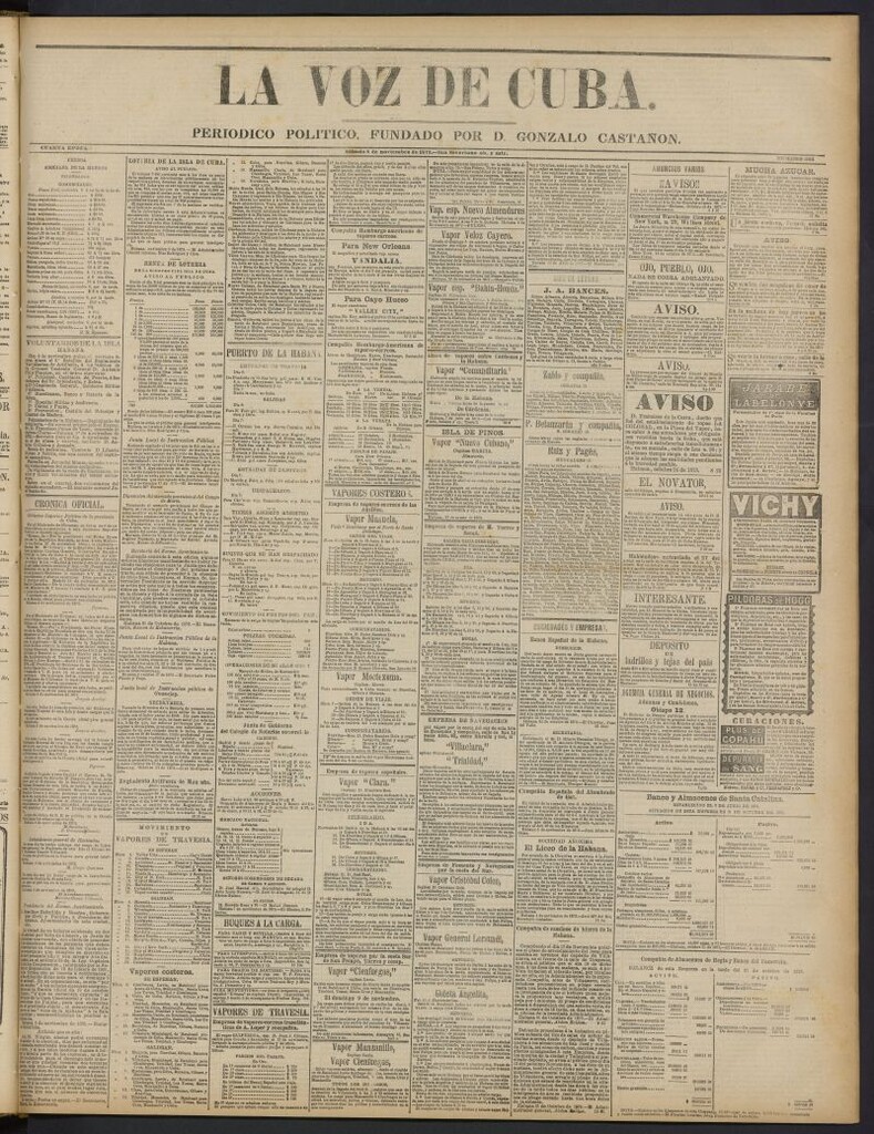 Miniatura de La Voz de Cuba: diario conservador del 8 de noviembre de 1873, nº 266
