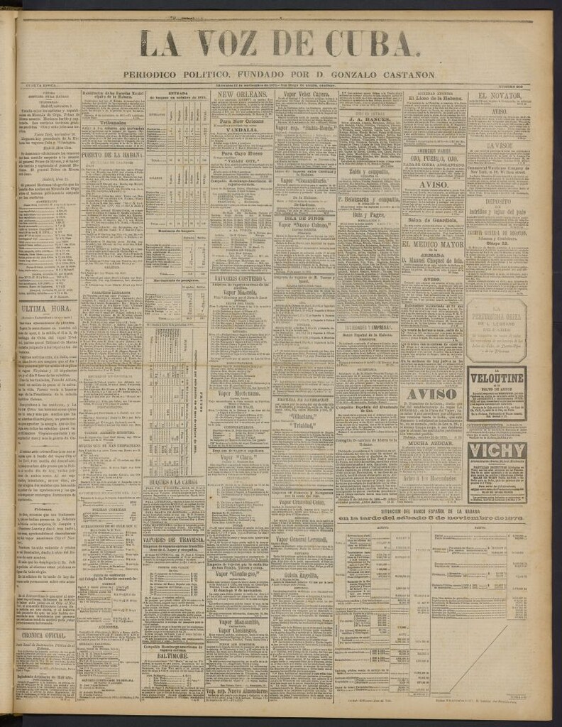 Miniatura de La Voz de Cuba: diario conservador del 12 de noviembre de 1873, nº 269
