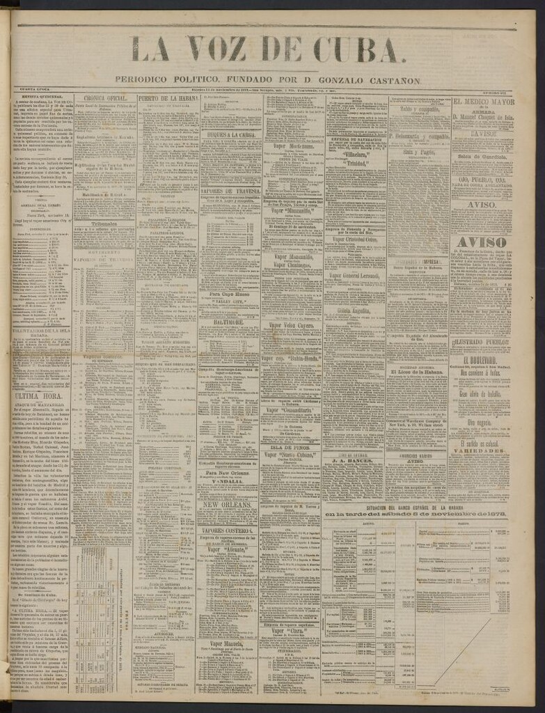 Miniatura de La Voz de Cuba: diario conservador del 14 de noviembre de 1873, nº 271