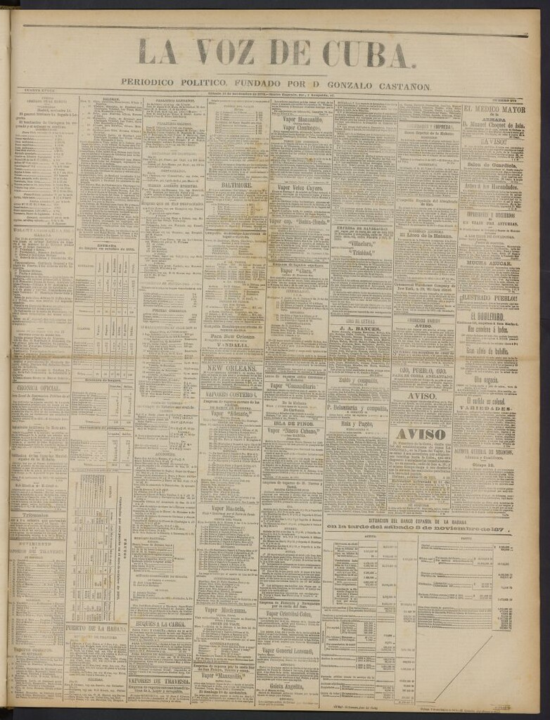 Miniatura de La Voz de Cuba: diario conservador del 15 de noviembre de 1873, nº 272