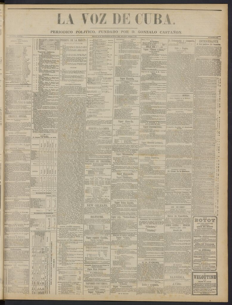 Miniatura de La Voz de Cuba: diario conservador del 18 de noviembre de 1873, nº 274