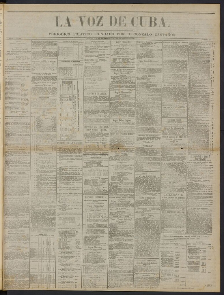 Miniatura de La Voz de Cuba: diario conservador del 19 de noviembre de 1873, nº 275