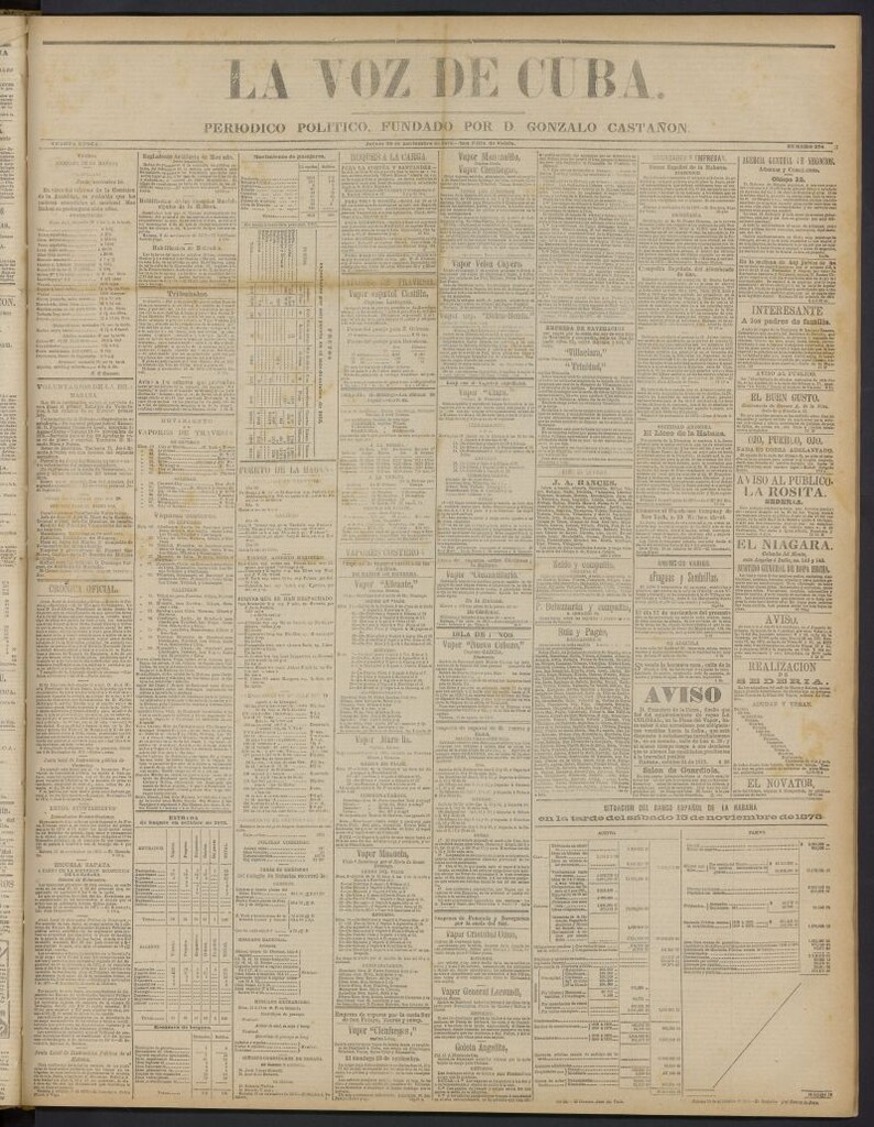 Miniatura de La Voz de Cuba: diario conservador del 20 de noviembre de 1873, nº 276