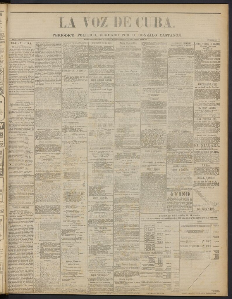 Miniatura de La Voz de Cuba: diario conservador del 21 de noviembre de 1873, nº 277