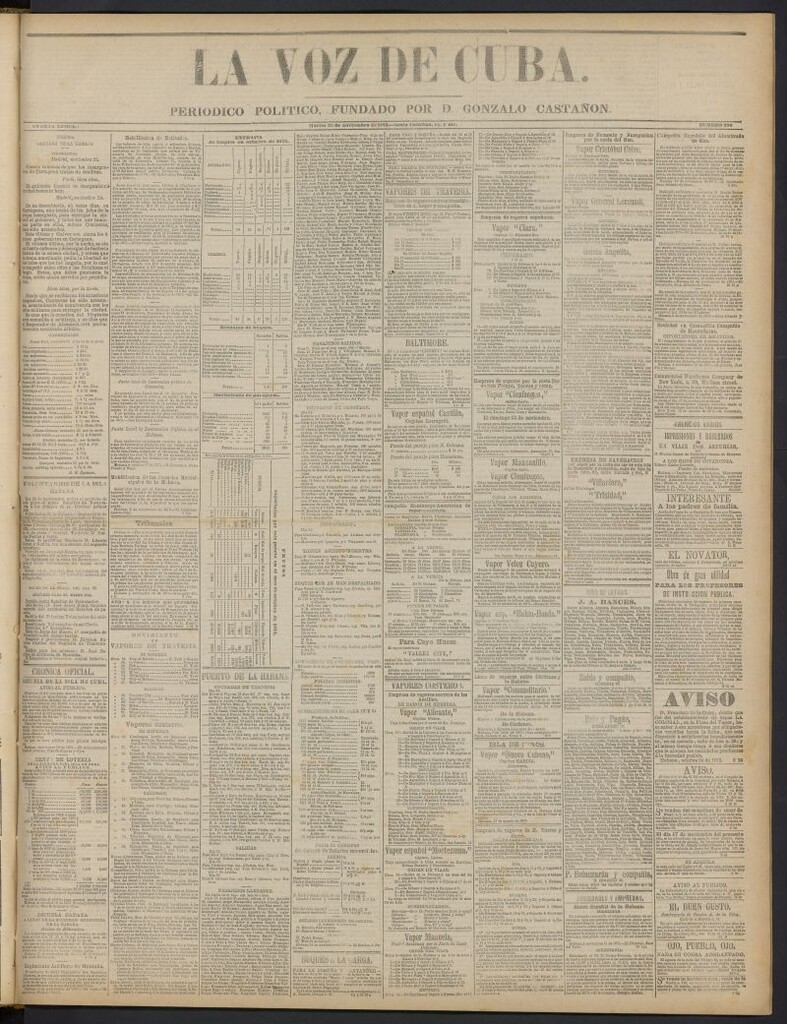 Miniatura de La Voz de Cuba: diario conservador del 25 de noviembre de 1873, nº 280