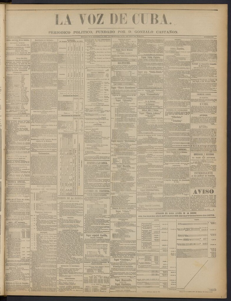 Miniatura de La Voz de Cuba: diario conservador del 26 de noviembre de 1873, nº 281